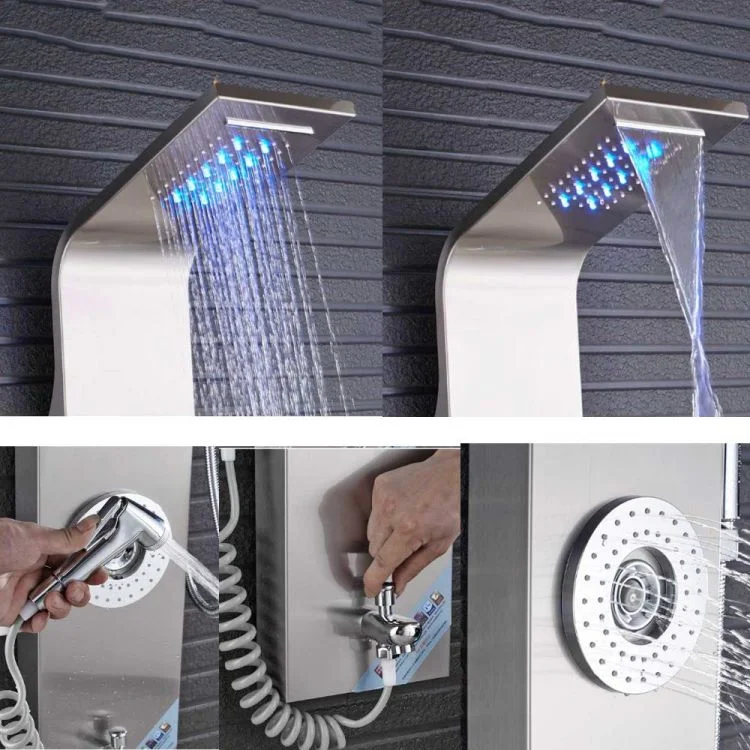 custom black faucet bathroom led head shower adjustable faucet set accessory in-wall shower panel shower head set