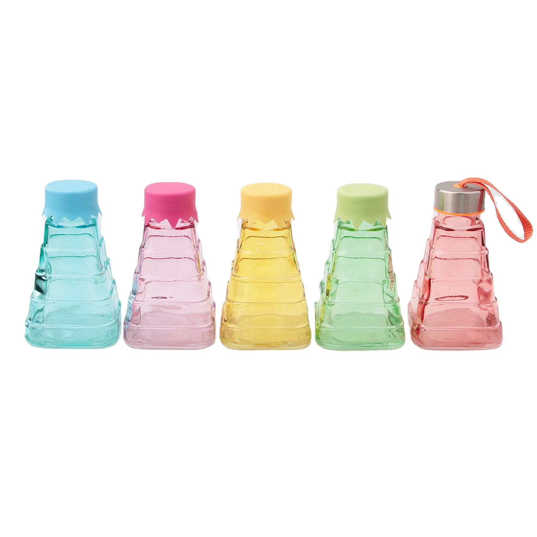 Professional Manufacturer Low Price 350Ml Glass Juice Bottle With metal Screw Lid and colorful spray for party gift Home Decor