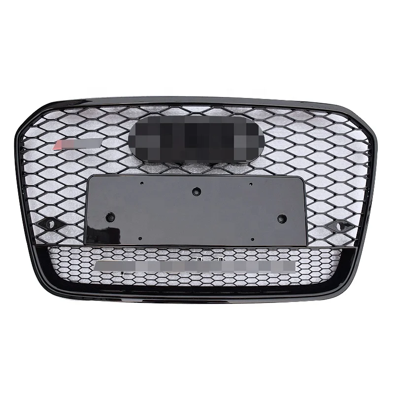 RS6 Front grill for Audi A6 S6 ABS material black high quality radiator center honeycomb with quattro grills 2012 2013 2014 2015