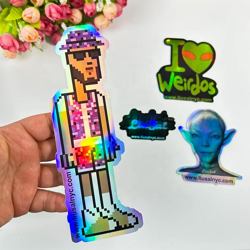 OEM ODM Custom Sticker Printing Die Cut Decal Stickers Hologram Laser Vinyl Waterproof Anime Cartoon Holographic Stickers