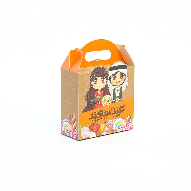 The latest kraft paper boys and girls color printing holiday party candy gift portable environmental protection boxZY-NP-044