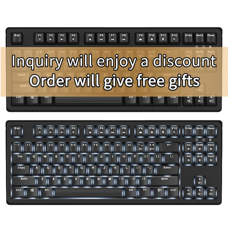 KG08 87 Keys Hot Swap Switch RGB Game Mechanical Mini Gamer Clavier 60% Custom Usb WIred Keyboards