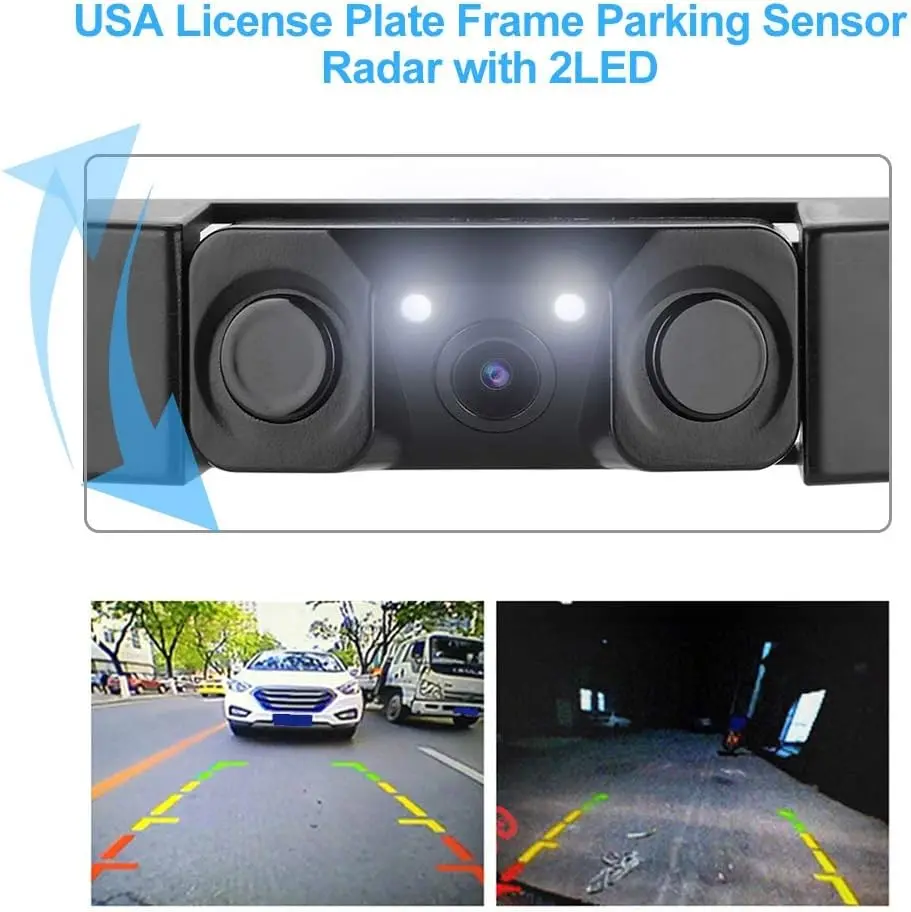 Car License Plate Frame Backup Camera Parking Sensor 170 degree View Angle IP67 Waterproof Vehicle Reversing Assist Security
