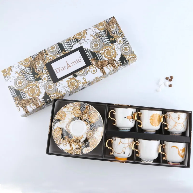 Original Design 12pcs Set Turkish Ceramic Tea Cup and Saucer Porcelain Coffee Cups Set Wholesale