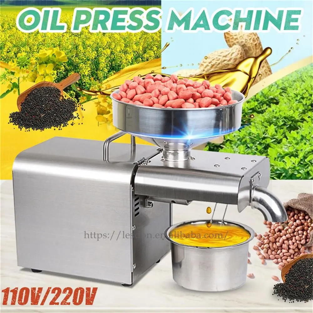 Small Household Oil Press Kitchen Appliance Peanut Oil Edible Oil Processing Equipment Intelligent Stainless Steel Electric