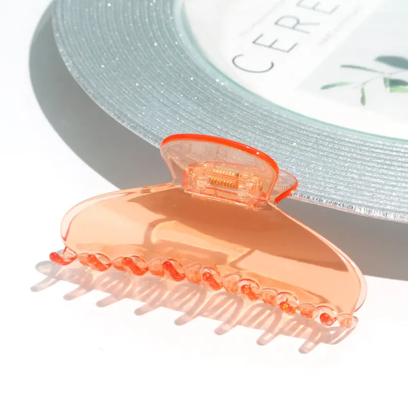 JYY 9.5cm big acetate large neon claw clips for thick hair custom logo hair claws translucent bulk hair clips for women clamp