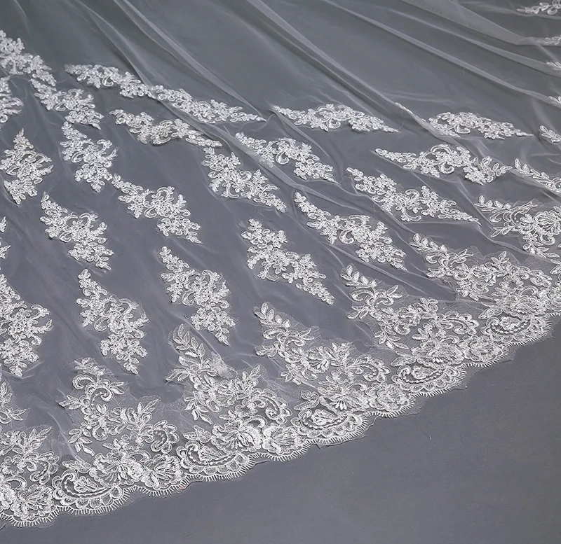 Высококачественные аксессуары для волос модная сетчатая кружевная Фата с длинным хвостом невесты оптовая продажа Свадебные