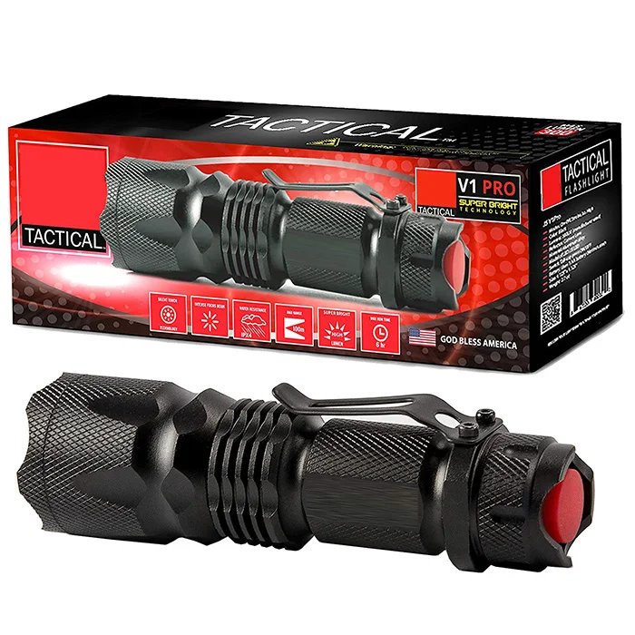 Wholesale Pocket Mini LED Tactical Flashlight Zoomable Clip 3 Mode Waterproof LED Pocket Torch Light