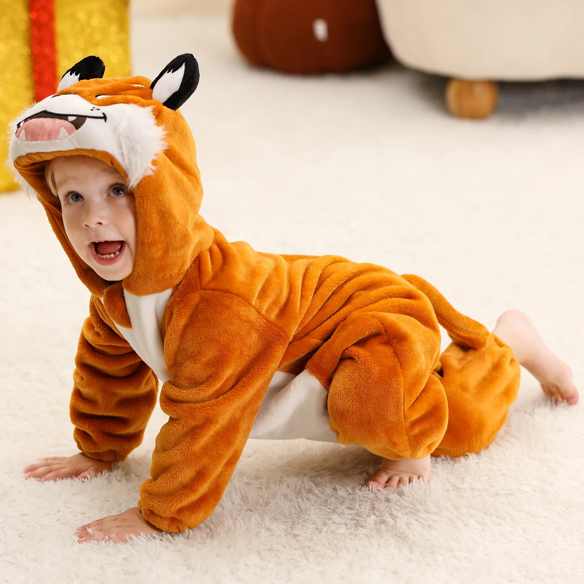 Michley Wholesale 3D Animal Hooded Long Sleeve Infant Clothes Newborn Party Rompers Cosplay Baby Costumes Overalls