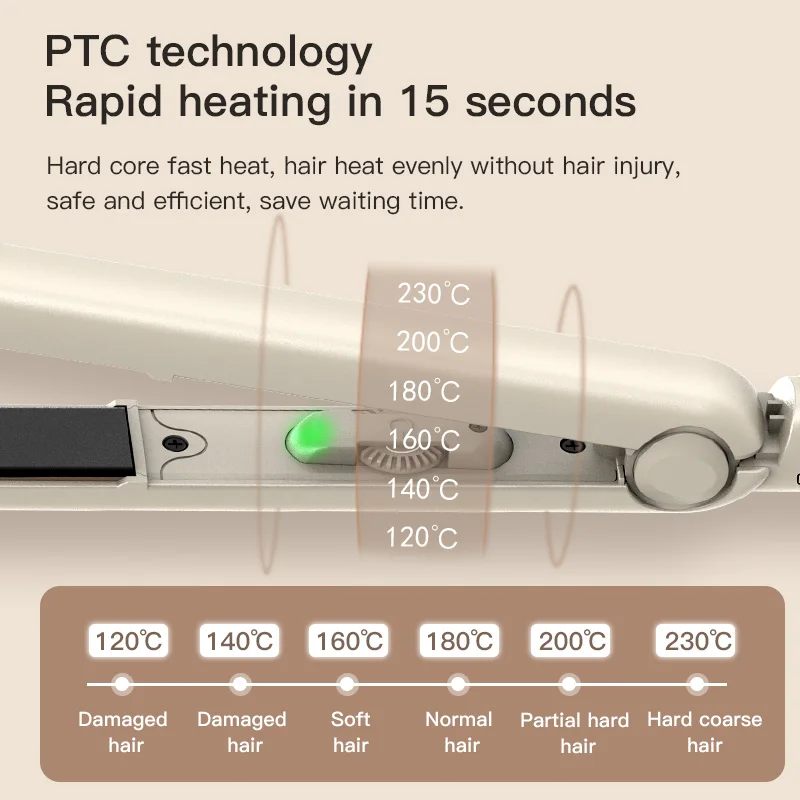 Salon Professional Dual Voltage PTC Rapid Heating 2 in 1 Hair Straightener and Curler Negative ion Hair Iron
