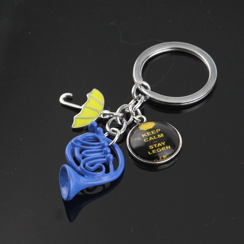 How I Met Your Mother Yellow Umbrella Blue French Horn Keychain New Factory Design