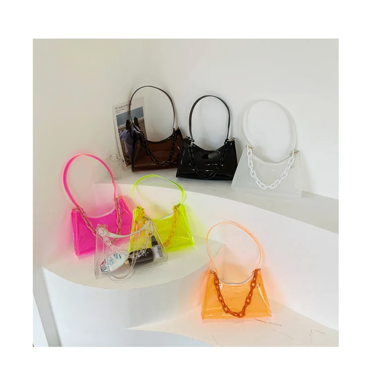 2022  Ladies Jelly Handbags Transparent Shoulder Armpit Purses Wholesales PVC Clear WomenTrendy Handbags for Women Bolsa