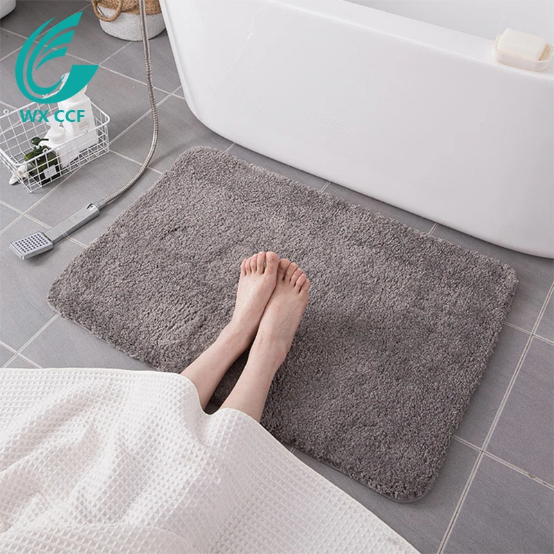 Hot selling Bathroom Washable Absorbent Soft Tufted Shaggy Microfiber Bath Mat