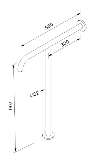YJL-8815 304 SS Т-образный поручень для ванной комнаты и туалета с использованием подлокотник Санузел из