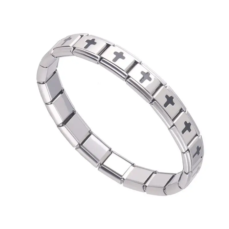 Wholesale 316 Stainless Steel Elastic Italian Charm Modular Bracelet Link for Men Women