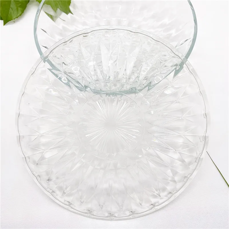 Factory direct sale diamond glass salad bowl glass dessert plate 6-piece set kitchen essential tableware price discount