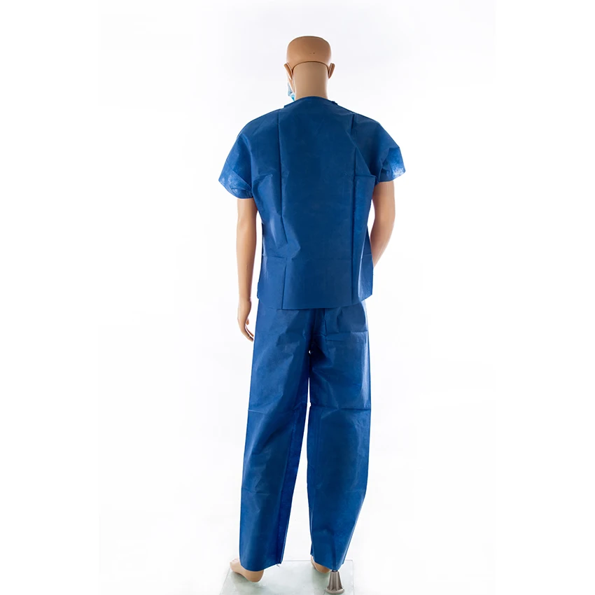 Disposable NonWoven Dark Blue Fabric Medical Use Scrub Suit