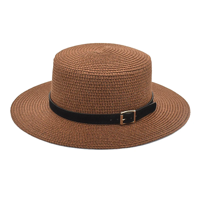 Wholesale unisex straw cowboy hats grass  sun hats solid straw fedora hat
