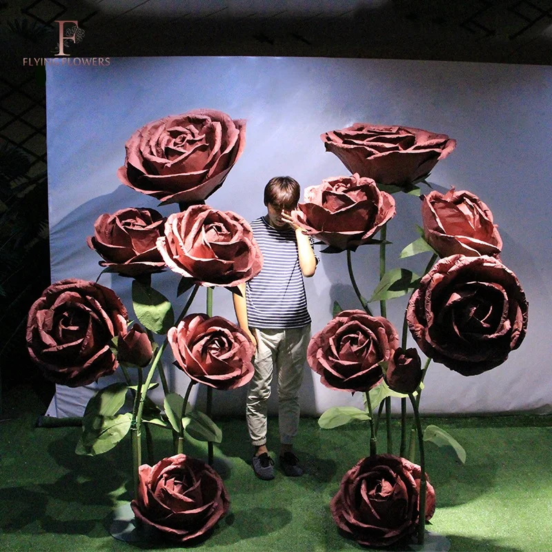 New China artificial wedding decoration Best sell design giant rose paper flowers