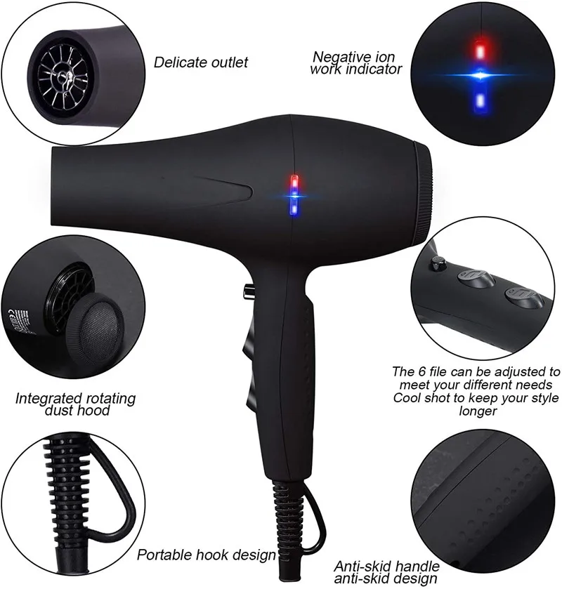 professional hair blower salon dryer hair styler ionic hair blower with LED light