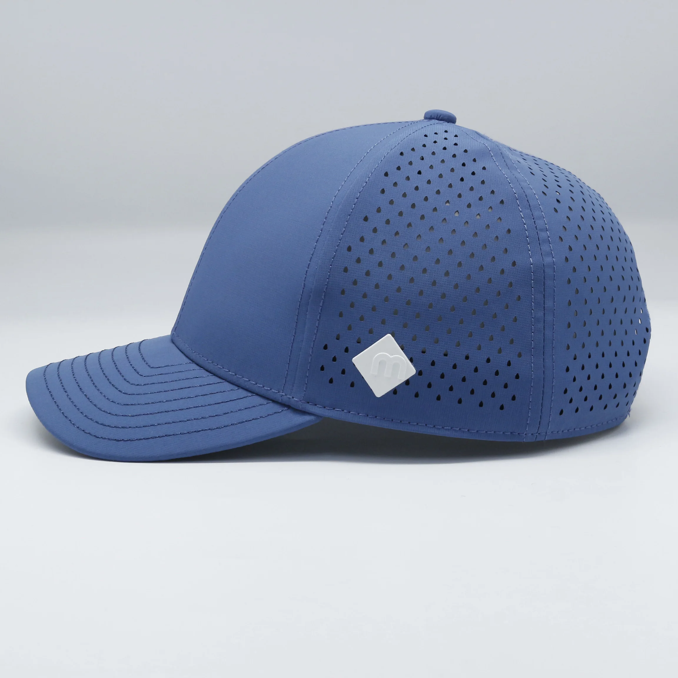 Custom Designer Men 6 Panel Laser Cut Hole Perforated Brand Waterproof Rubber Logo Quick Dry Dad Gorras Sport Baseball Cap Hat