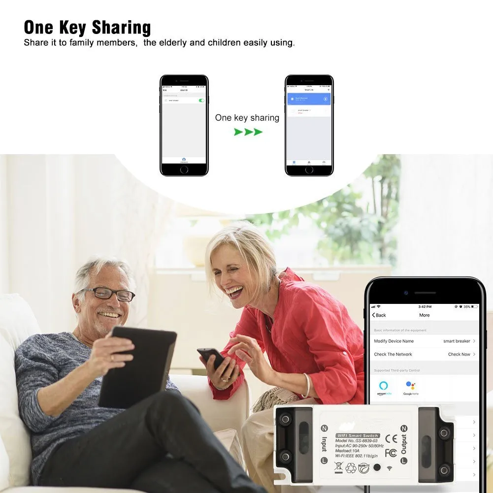 Smart Home Tuya App Remote Control wifi smart wireless Switch Wi-Fi Relay Module Alexa google home smart circuit breakers