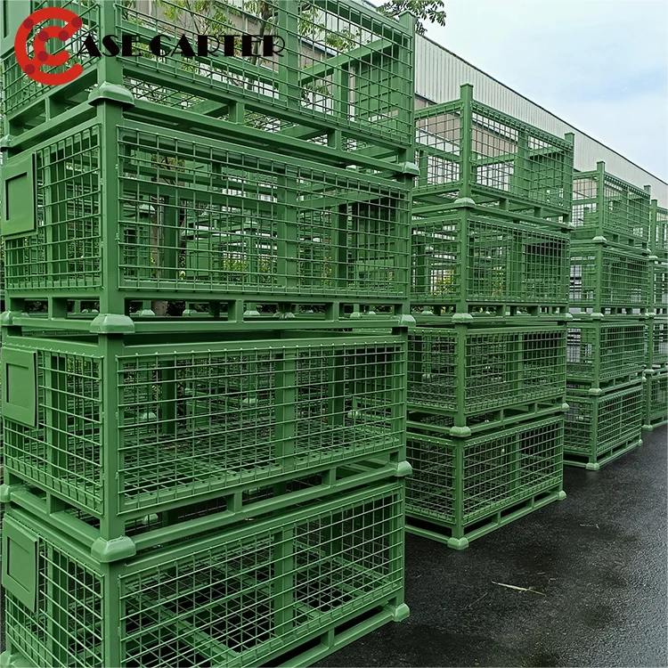 CASE CARTER OEM 0.5-2T Heavy Duty Industrial Stackable Pallet Box welded folding stacking mesh metal cage