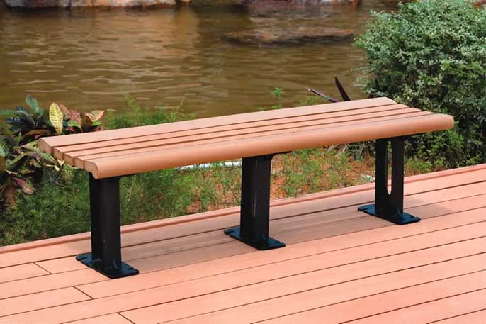 Factory outdoor park long wood benches with cast iron  legs
