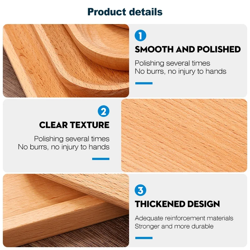 Multi-sizes Round Wooden Tableware Tray Tea Set Tray Decorate Pizza Tray Plate Round Wood Tableware bowl