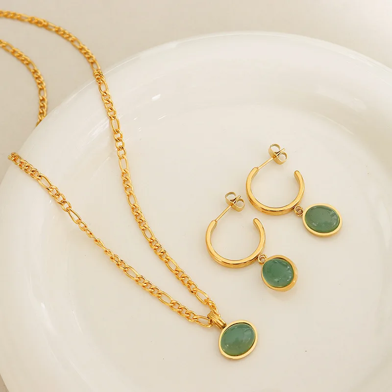 2023 Classic Vintage Fashion Necklace Chain and C Shaped Earring Jewelry Sets for Women Gold Plated Fashion Jewelry Jewelry Sets