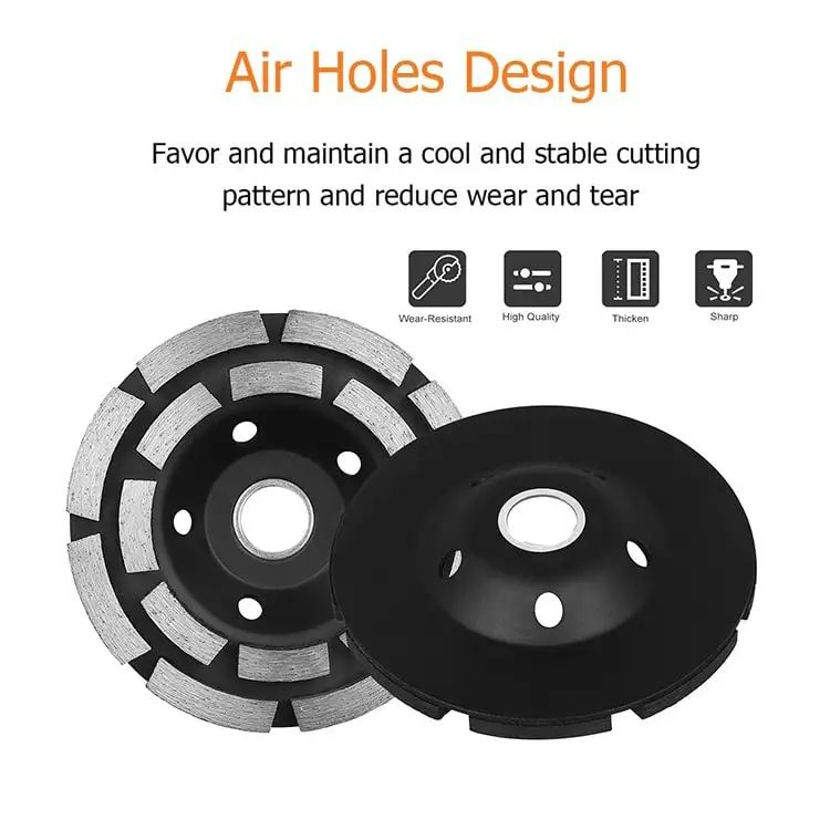 DEYI  producers wholesale 7 inch 180mm diamond grinding wheel 2 row shape polishing double layer cup for concrete