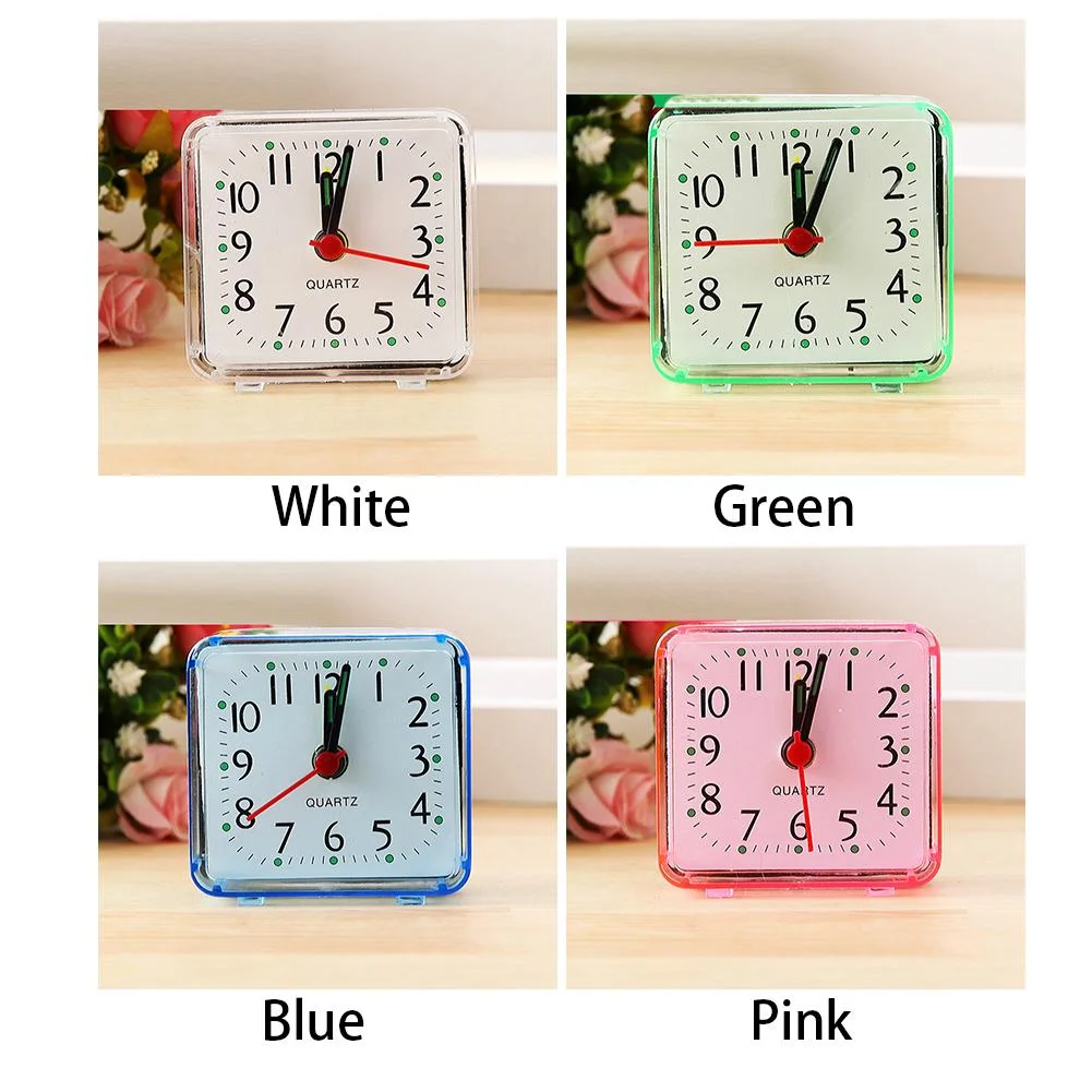 Alarm Clock Square Portable Plastic Table Clock Battery Operated Bed Clock for Student Adult Morning Call(Green)