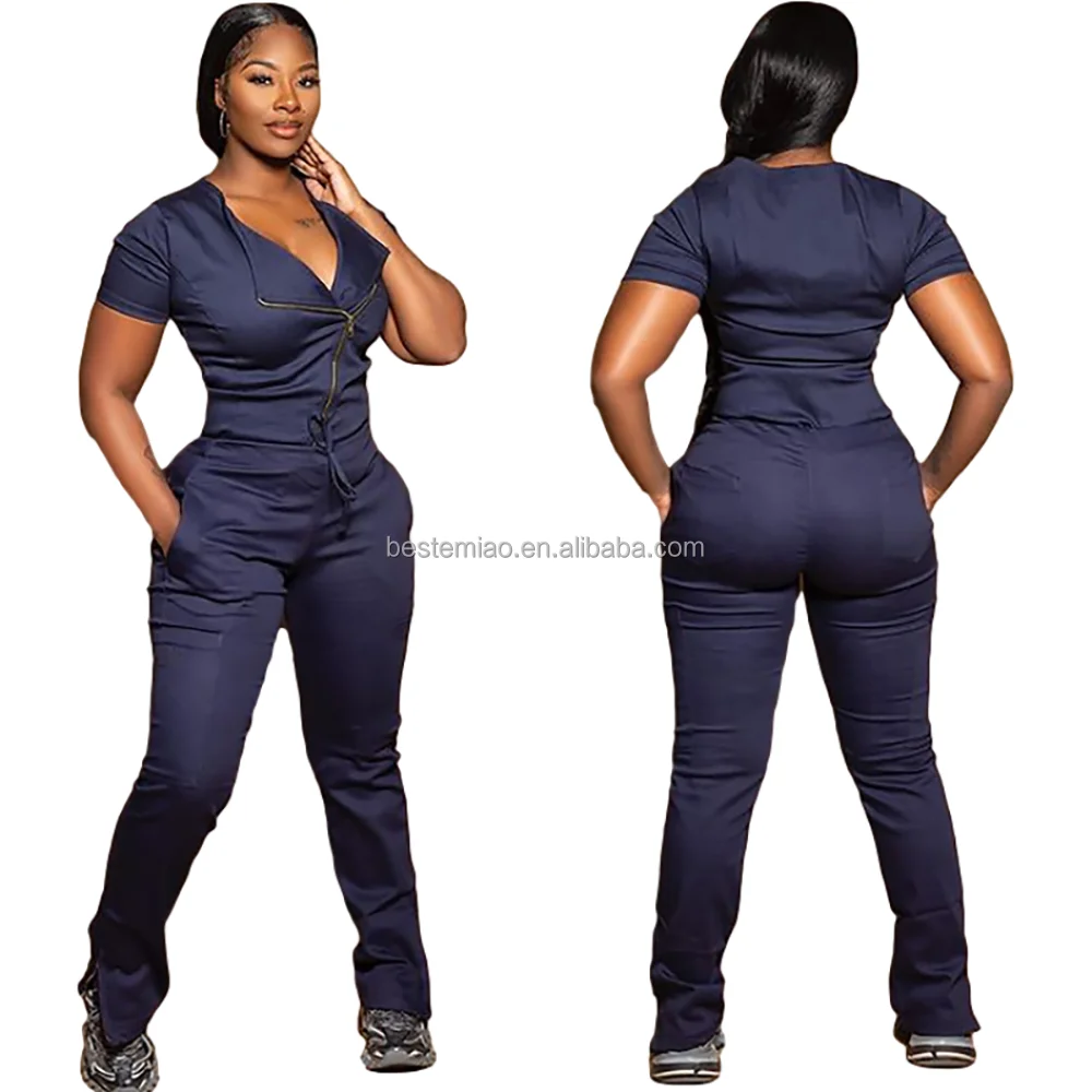Customized Hospital Uniforms Women Medico Scrubs Uniforms Short Sleeve Tops Medical Nurse Scrubs