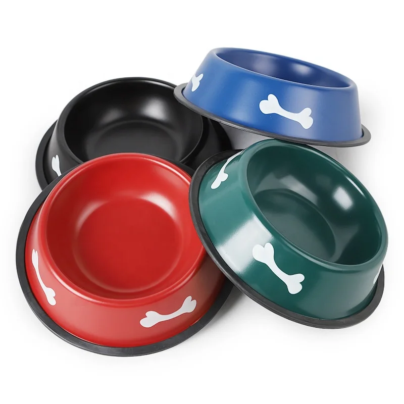 Wholesale painted nonslip stainless steel Dog cat Pet Bowl