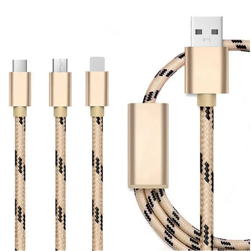 С принтом в виде тигра 2A плетеный кабель 3 в 1 Многофункциональный usb-кабель для зарядки 1,2 м для Samsung кабели для мобильных телефонов на заказ логотип
