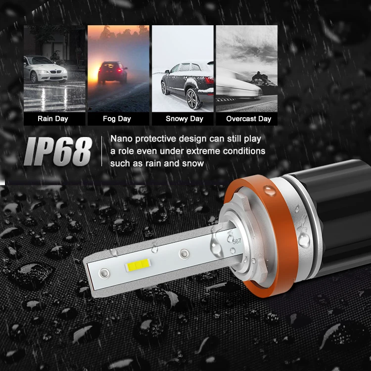 RCJ Mini 60W Car H1 H4 H7 H11 Led Headlight Bulb Led CSP H4 Led T8 Fanless Led Headlight