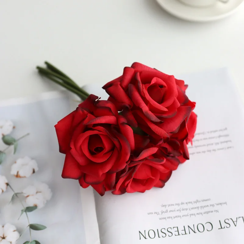 Sevenstar High Quality Mix Color Real Touch Rose Artificial Moisturizing Latex Roses Flower Wedding Bouquets For Bride