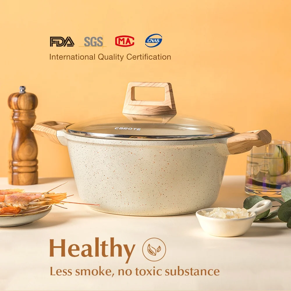 Alibaba Carote die cast aluminum stock pot granite white non stick 24cm soup stock pot