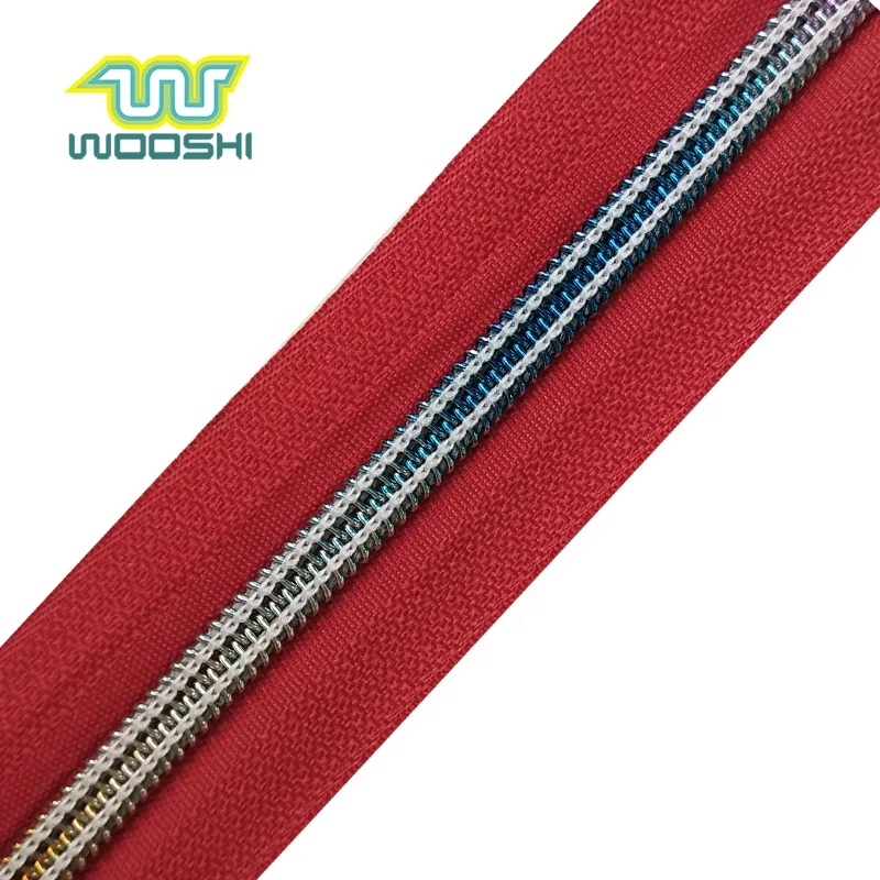 High Quality Factory Price OEM Plating Silver Teeth Nylon Coil Zipper Rolls for Bag