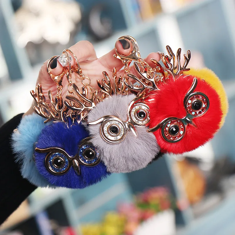 Plush doll owl can be customized 8 cm hair ball keychain bag pendant