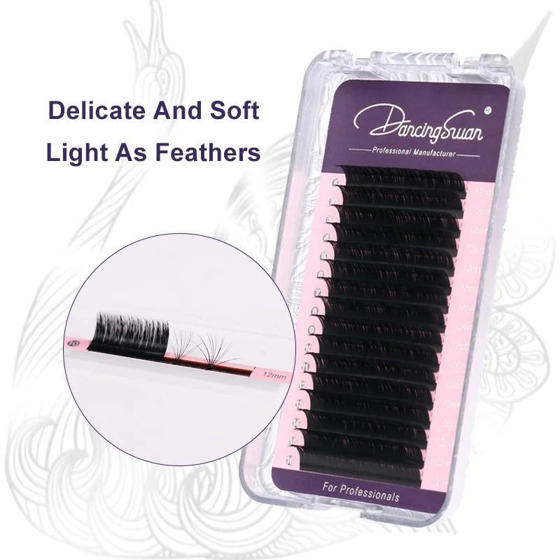 DancingSwan Private Label Individual Eyelash Korean PBT Handmade 0.03 0.05 Volume Eyelash Extensions