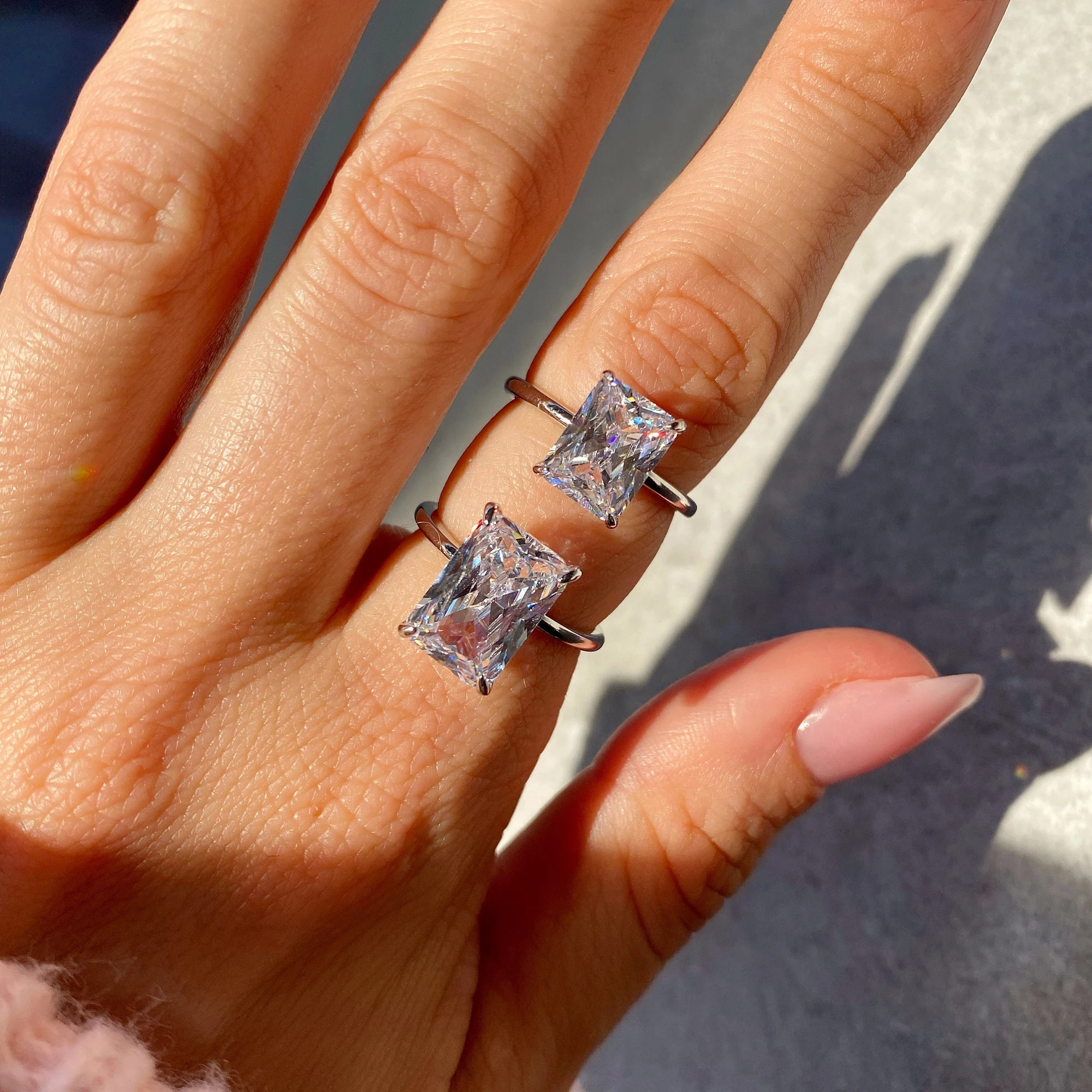 925 sterling silver solitaire diamond wedding ring 18k gold plated radiant cut gra moissanite engagement ring for women