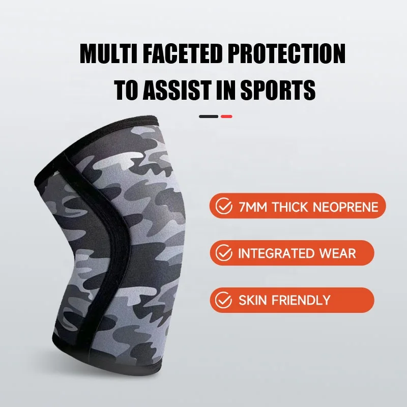 Camouflage Pattern 7MM Accept Customized Neoprene Lifting Knee Pads Sleeve for Sports Use