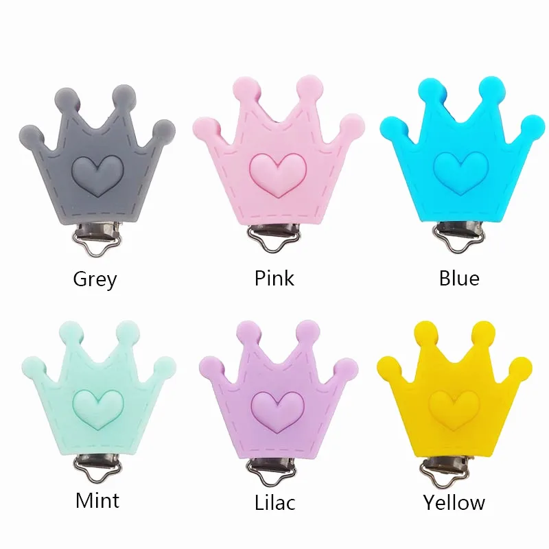Wholesale Pacifier Teething Soft Multicolor Silicone Baby Crown Clip