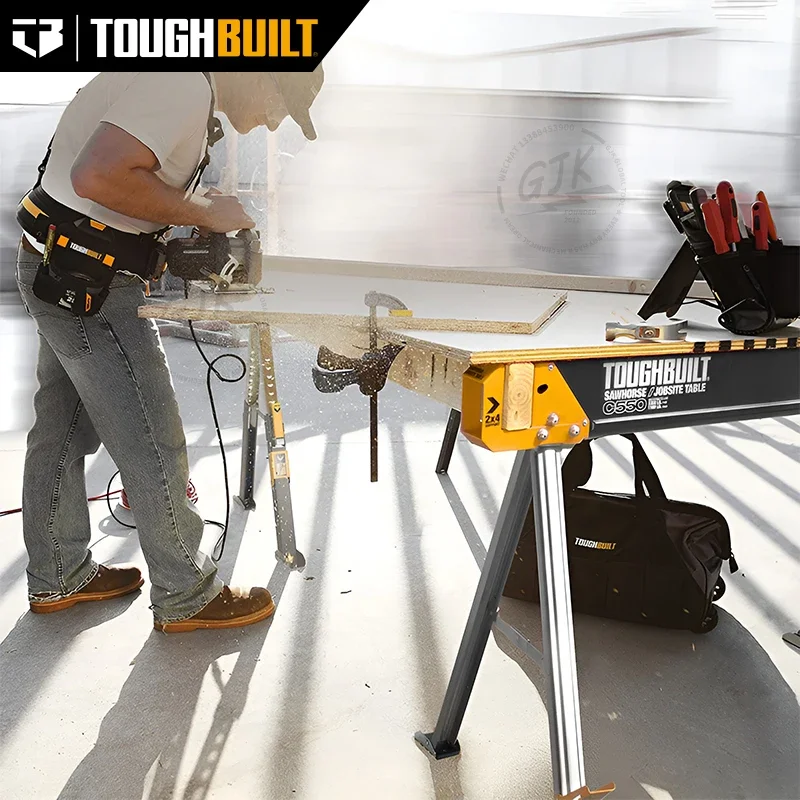 ToughBuilt - Folding Sawhorse/Jobsite Table - Sturdy, Heavy-Duty, 100% High Grade Steel, 41.5-Inch Easy Carry Handle - (TB-C550)
