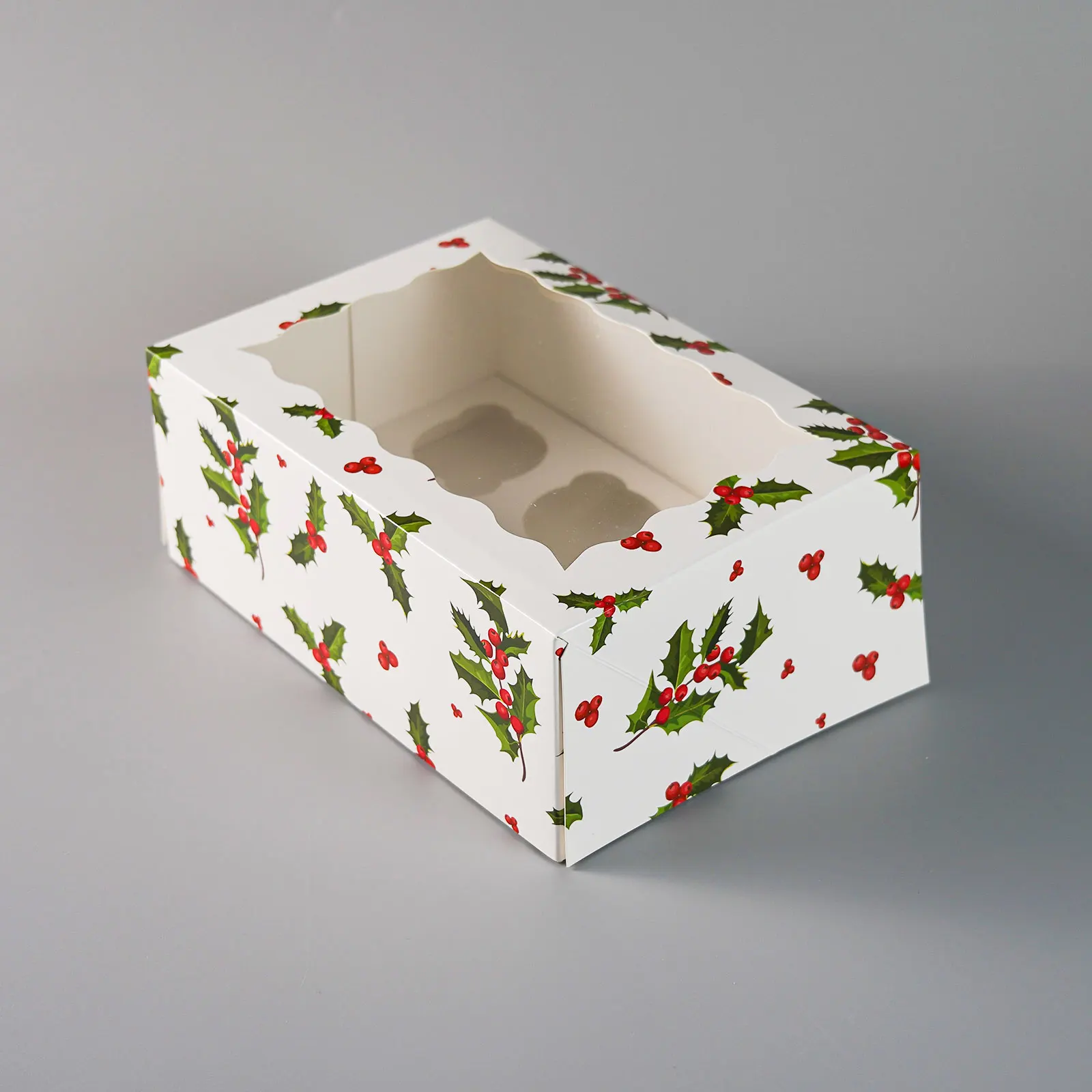 Custom Valentines Clear Cake And Cupcake Holder Box 2/4/6/8/12 Recyclable White Cardboard 350 Gsm Boxes For Cupcakes