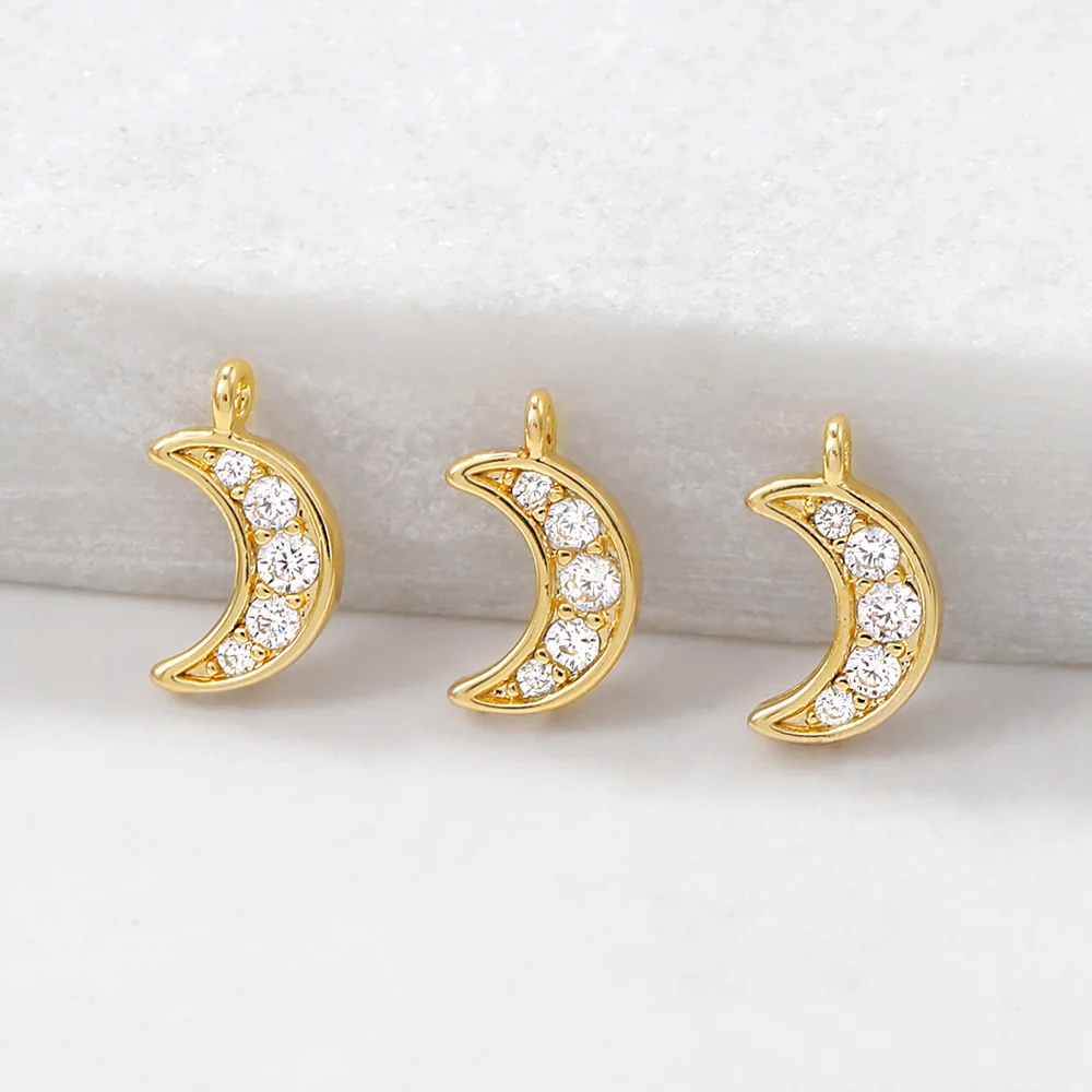 Fashion Gold Plated Zircon Decoration Handmade Jewelry Necklace Crescent Moon Charms