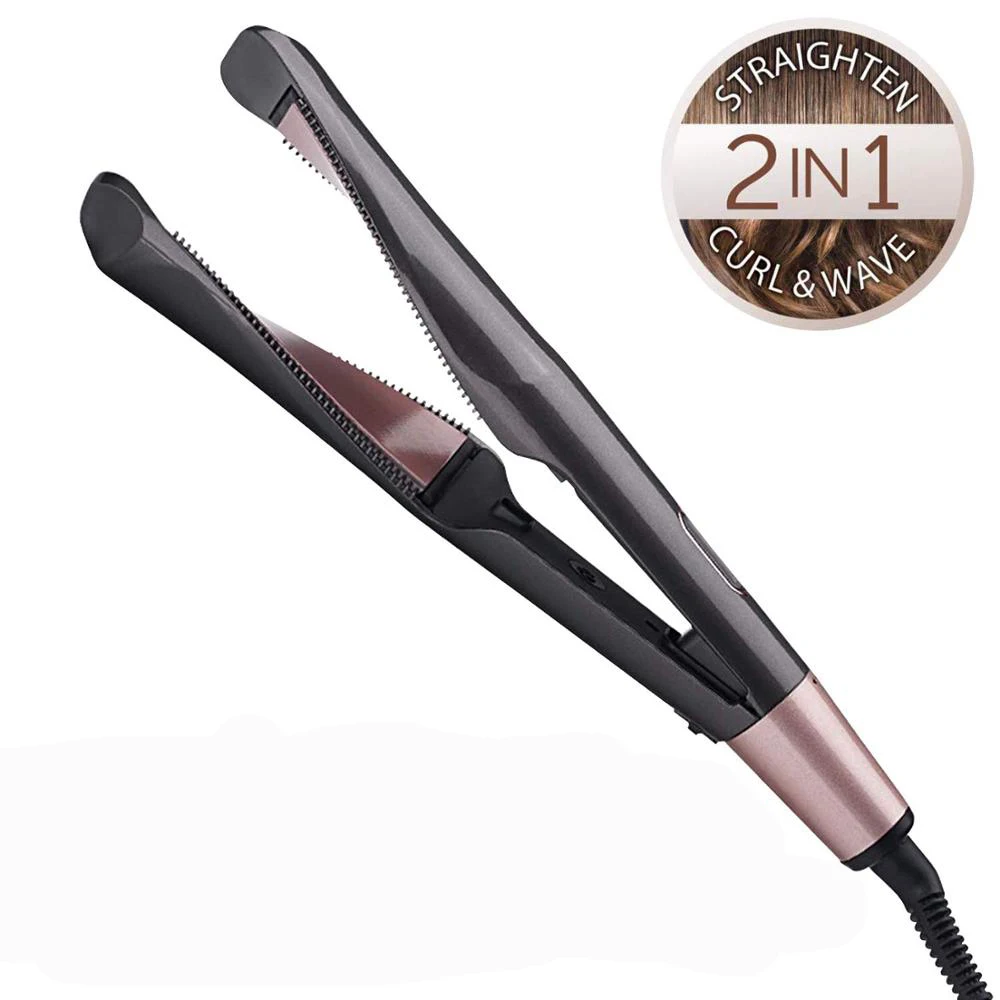 
new black ceramic Twisted spiral plate 3 in 1hair straightener curler electric custom flat irons with private label 