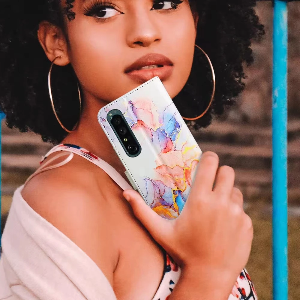 Fashion Flip Book PU Leather Case/Cash Card Holder/Wrist Strap For Sony Xperia 1 5 10 IV 1V 10V ACE III Case