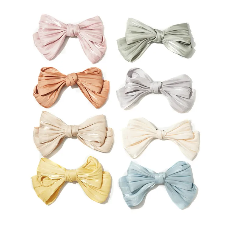 
Latest Korean Style Big Bow Hair Clips Floral Satin Fabric Butterfly Barrettes Hair Clips for Girls Women 